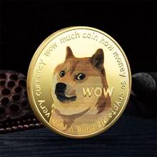 Dogecoin-monedas conmemorativas de perro chapado en oro, bonito diseño de perro, colección de recuerdos, regalos 2024 - compra barato