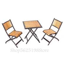 Стол и стулья из цельного дерева для двора, журнальный бар, открытый складной балкон, уличный стол и стул 2024 - купить недорого