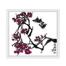 Kit de punto de cruz Qi baishi-plum blossom aida 14ct 11ct, lienzo impreso, puntadas, bordado, costura hecha a mano 2024 - compra barato