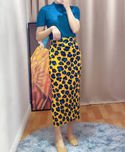 Miyake Pleated Skirt 2022 Spring Women Leopard Printed Straight Split Long High Waist Skirts Korean Fashion Aesthetic Clothing 2024 - buy cheap