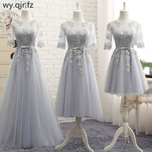 HJZY-95H#Three styles of long medium short champagne half sleeve 2021 spring lace up Bridesmaid Dresses wedding prom party dress 2024 - buy cheap
