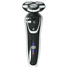 Barbeador elétrico rotativo masculino, poderoso barbeador elétrico recarregável seco e molhado, para homens, máquina de barbear e limpeza de pelos faciais 2024 - compre barato