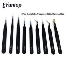 9pcs/set Eruntop ESD Stainless Steel Tweezers With Tool Kit Anti-static Maintenance Tools for Mobile Phone Repair 2024 - buy cheap