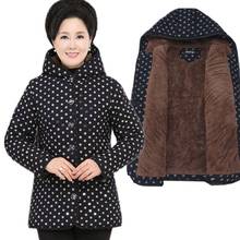 Elderly women cotton coats big size winter Plus warm velvet outerwear hooded women cotton padded jacket grandmother Parka  449 2024 - buy cheap