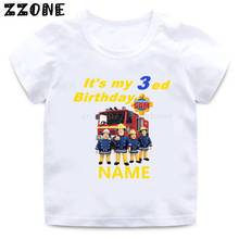Happy Birthday Number 1-9 Fireman Sam Cartoon Print Boys T shirt Girls T-shirt Children Tops Funny Present Kids Clothes,HKP2457 2024 - buy cheap