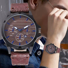 Мужские часы Топ бренд класса люкс Ретро дизайн из искусственной кожи ремешок Аналоговый сплав Бизнес часы кварцевые наручные часы relogio masculino 2020 2024 - купить недорого