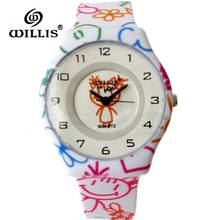 Relógio feminino casual desenho animado wkit, relógio de pulso quartzo resistente à água com pulseira de silicone 2024 - compre barato