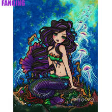 5D Diy Diamond Painting Cartoon Little Mermaid Princess Rhinestone Cross Stitch Square Round Drill Mosaic Embroidery Decoration 2024 - buy cheap