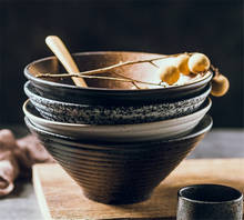 Cuenco de cerámica japonés para el hogar, tazón grande de ramen, tazón de arroz, tazón de sopa, tazón creativo, juego de vajilla, tazón de sombrero de negocios 2024 - compra barato