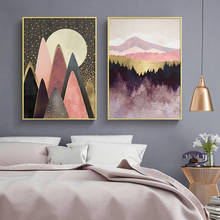 Pintura en lienzo de paisaje de montaña abstracto escandinavo, carteles e impresiones, arte de pared, imagen de pulpo para decoración del hogar de la sala de estar 2024 - compra barato