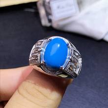 Супер grand blue бирюзовое мужское кольцо 925 пробы Серебряный бесцветный подарок на день рождения 2024 - купить недорого