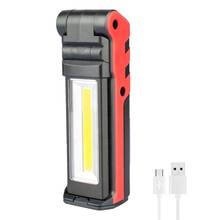 USB Rechargeable Working Light Foldable Dimmable COB LED Flashlight Inspection Lamp Light with Magnetic Base Hook 2024 - buy cheap