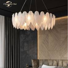 Luxury LED Chandeliers Lighting Postmodern Glass Iron Feather Lamps Lustre Decoration Hotel Bedroom Living Room Lights Fixture 2024 - buy cheap