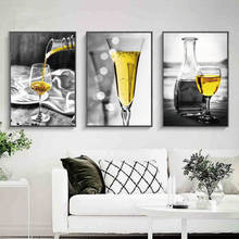 Yellow Wine Transparent Wine Glass Black Background Canvas Paintings Posters And Prints Home Decorative Pictures For Living Room 2024 - buy cheap