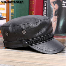 SHALUOTAOTAO Genuine Leather Hat For Women Autumn Winter New Fashion Cowhide Military Hats Personality Ladies Brands Flat Caps 2024 - buy cheap