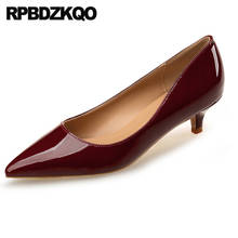 11 43 Size 4 34 Wine Red 2021 Patent Leather Chunky 10 42 Kitten Casual Pumps Big Slip On Pointed Toe Ladies Low Heels Shoes 2024 - buy cheap