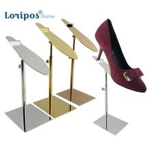 Estante de exhibición de zapatos de acero inoxidable, bandeja de exhibición de calzado de mesa de pedestal, de oro plateado, plataforma de sandalia 2024 - compra barato