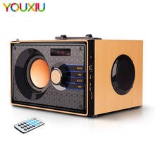 Portable Wooden Speaker Wireless Outdoor Stereo Sound Retro Desktop Speakers with Subwoofer FM Radio Remote Control for iPhone 2024 - buy cheap