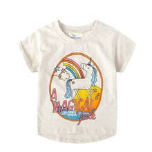 Camisetas de verano de unicornios para niñas, ropa de algodón con estampado de animales, novedad 2024 - compra barato