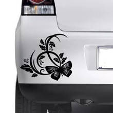 Calcomanías de vinilo JDM para coche, pegatinas con diseño de mariposas y flores, para parachoques, ventana, pared, portátil, 15x13,4 cm 2024 - compra barato