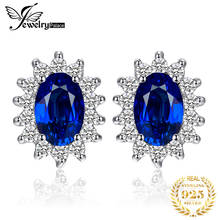JewelryPalace Kate Middleton Created Royal Blue Sapphire 925 Sterling Silver Stud Earrings Princess Diana Gemstone Crown Earring 2024 - buy cheap