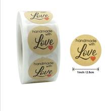10packs Kraft Paper Heart Shape Stickers Round Blank Stationery Stickers Labels With Red Heart Seal Labels 2024 - buy cheap