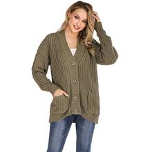 Suéter feminino de malha com manga longa, casaco de inverno dd2441 2024 - compre barato