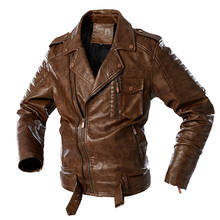 New Vintage Jacket Bomber Men Winter Motorcycle leather Jacket Thick Coat Zipper Faux Leather Jacket Men Fur Lined Warm Coat Men 2024 - buy cheap