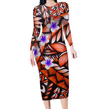 Женское платье HYCOOL, с длинным рукавом, с Полинезийским этническим принтом, весна-осень, 2020 2024 - купить недорого