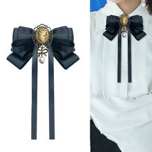 Black Beauty Head Bow Shirt British Style for College Women Brooch Retro Accessories Collar Bows Female Brooches Tie 2024 - buy cheap