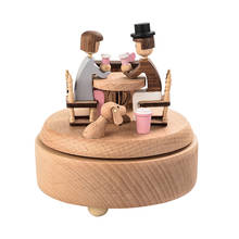 Bonito de madeira merry-go-round caixa de música artesanato retro presente de aniversário do vintage decoração para casa acessórios do dia dos namorados presente 2024 - compre barato