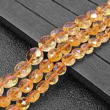 Natural Yellow Citrines Beads Faceted Coin Button Spacer DIY Loose Beads For Jewelry Making Beads Accessories 15'' Women Gift 2024 - buy cheap