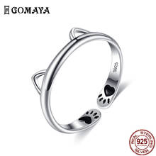 GOMAYA Cute Modelling Ring For Women 925 Sterling Silver Epoxy Cat Footprint Rings Animal Trendy Gift Give Friend Fine Jewelry 2024 - buy cheap