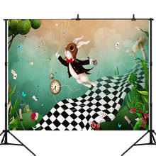 Lyavshi photography backdrops Alice in wonderland party Mushroom Rabbit Rose birthday backgrounds for photo studio background 2024 - buy cheap