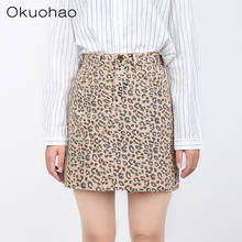 Okuohao Denim Skirt High Waist A-line Mini Skirts Women 2020 Summer Fall New Arrivals Single Ms Leopard Skirt Style Saia Jeans 2024 - buy cheap