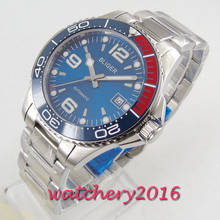 40mm Bliger Blue Dial Sapphire Glass blue red ceramic bezel Date Steel Case Automatic Movement mens Watch 2024 - buy cheap