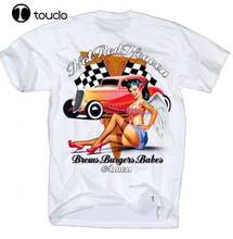 Funny Short Sleeve Cotton T-Shirts Hot Rod T-Shirt Sexy Pin Up Heaven Burger & Babes S-Xl Route 66 Usa Old Skoolcool Tops 2024 - buy cheap