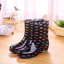 Polka Dot Rubber Shoes Women Rain Boots Waterproof Shoes Woman Anti-skid Rainshoes Fashion Ladies Winter Rainboots Lined Style 2024 - buy cheap