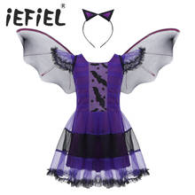 Vestido de murciélago para Halloween para niños y niñas, conjunto de disfraces para fiesta de Cosplay, con diadema de ala, ropa de Carnaval 2024 - compra barato
