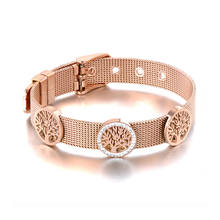 Original Design CZ Crystal Tree Charm Bracelets Jewelry For Women Rose Gold Stainless Steel Adjustable Bracelet B19095 2024 - buy cheap