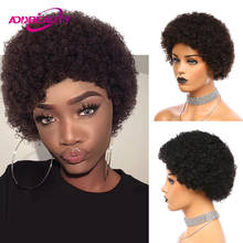 Addbeauty-pelucas Afro Rizado corto para mujer, cabello humano brasileño Remy, rizado, hecho a máquina, Natural, negro, n. ° 2, marrón 2024 - compra barato
