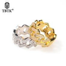 TBTK 2 Rows Fashion Hiphop 10.5mm Cubic Zirconia Ring Men Women Gold Color  Cz Rapper Ring Jewelry wholesale 2024 - buy cheap