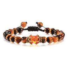 Pulseira de pedra natural antiga, coroa, olhos de tigre, conta ajustável, trançada, pulseiras, pulseiras masculinas, mulheres, ioga, luxo, presente, imperdível 2024 - compre barato