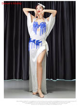Vestido de competición de grupo de danza del vientre para mujer, traje con sujetador de diamantes con correa, conjunto de batería, vestidos de actuación de baile indio Oriental 2024 - compra barato