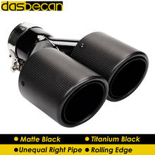 Dasbecan Matte Black 3k Carbon Y Model Dual Unequal Right Rear Exhaust Pipe Stainless Steel AK Tail Muffler End Tips Universal 2024 - buy cheap