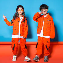 Children Stage Performance Clothing Jazz Hip Hop Dance Costumes for Kids Boys Girls Orange Long Sleeve Hiphop Streetwear 2024 - buy cheap