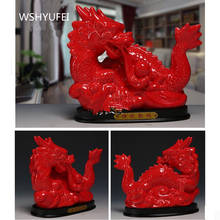 Ornamentos de dragão em cerâmica vermelho do zodíaco 1 peça, decoração de casa do dragão fengshui, casa do mal-espírito da sorte 2024 - compre barato