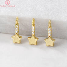 (1145)6PCS 4.5x12MM Hole 1.5MM 24K Gold Color Plated Brass with Zircon Star Charms Pendants High Quality Diy Jewelry Accessories 2024 - buy cheap