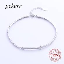 Pulseiras femininas pekurr 100%, braceletes de prata esterlina cz, flecha cruzada, joias finas, presente para meninas e mulheres 2024 - compre barato