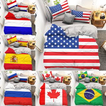 Roupas de cama 3d criativas, conjunto de roupas de cama com impressão da bandeira americana do canadá, tamanho king, capa geométrica de edredom para casa, tecidos, 2/3 pçs 2024 - compre barato